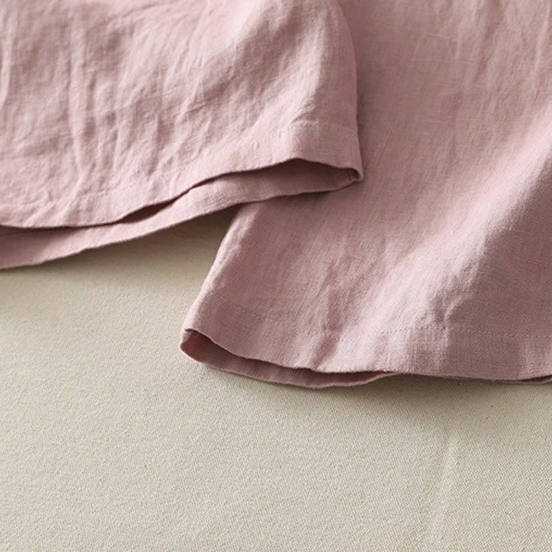 Buddha Stonesサマーデイリー 無地 伸縮性ウエストバンドデザイン レディース ワイドレッグ コットンリネン パンツ ポケット付き - image 11