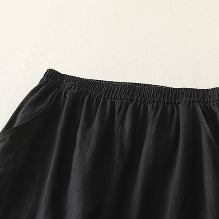 Buddha Stonesサマーデイリー 無地 伸縮性ウエストバンドデザイン レディース ワイドレッグ コットンリネン パンツ ポケット付き - image 23