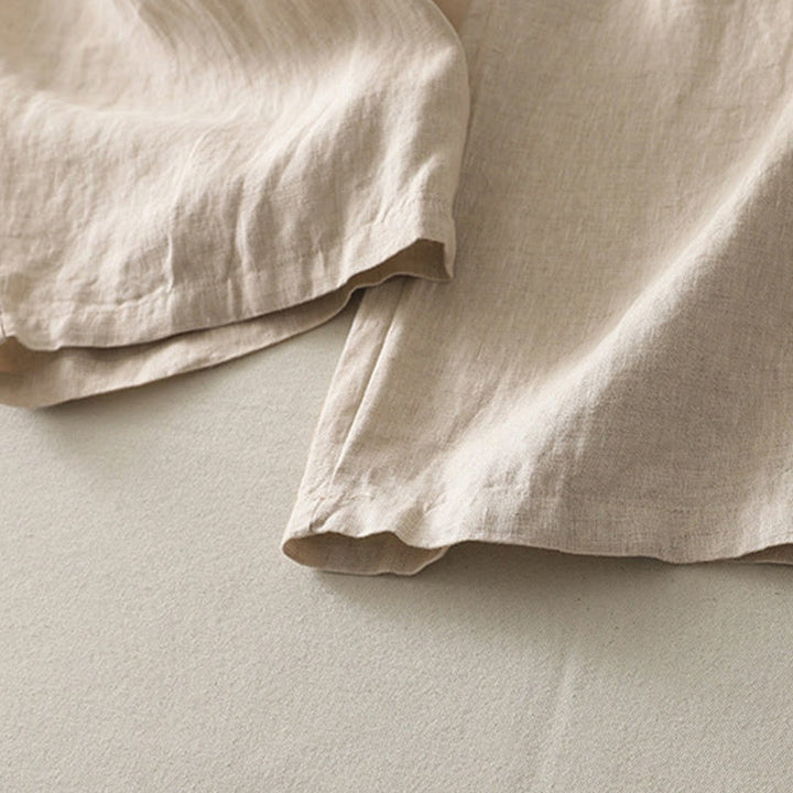 Buddha Stonesサマーデイリー 無地 伸縮性ウエストバンドデザイン レディース ワイドレッグ コットンリネン パンツ ポケット付き - image 3