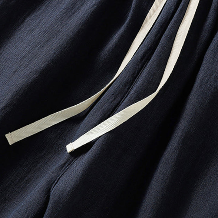 Buddha Stonesカジュアル 無地 ドローストリングデザイン レディース コットン 7-8丈パンツ ポケット付き - image 4