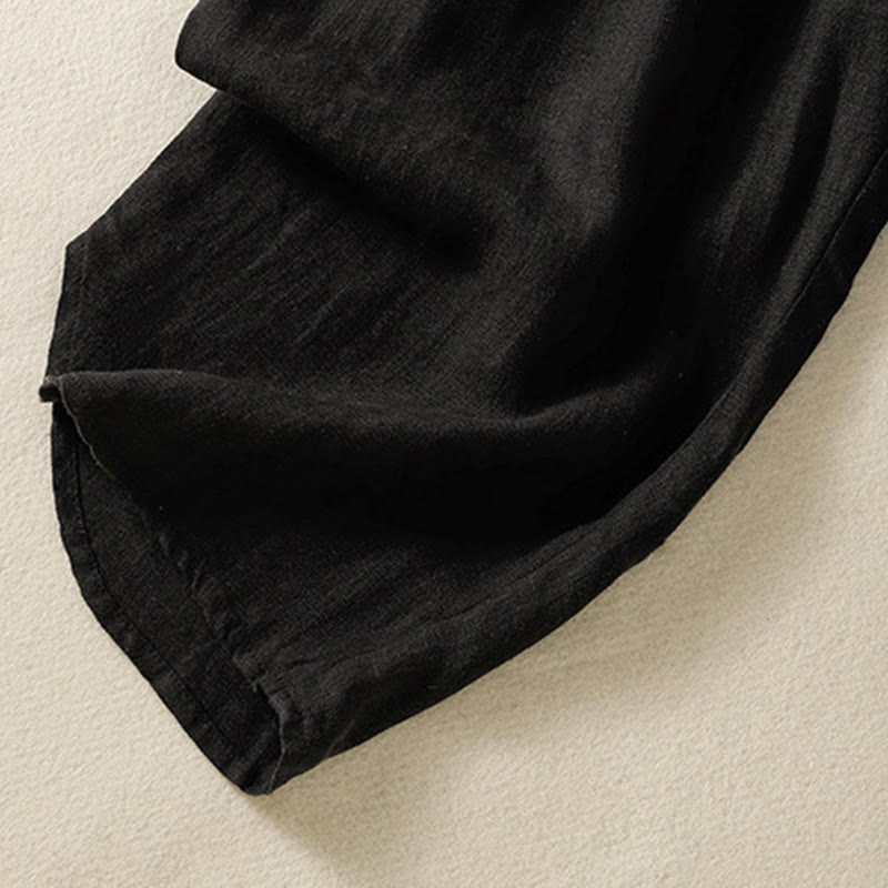 Buddha Stonesカジュアル 無地 ドローストリングデザイン レディース コットン 7-8丈パンツ ポケット付き - image 19