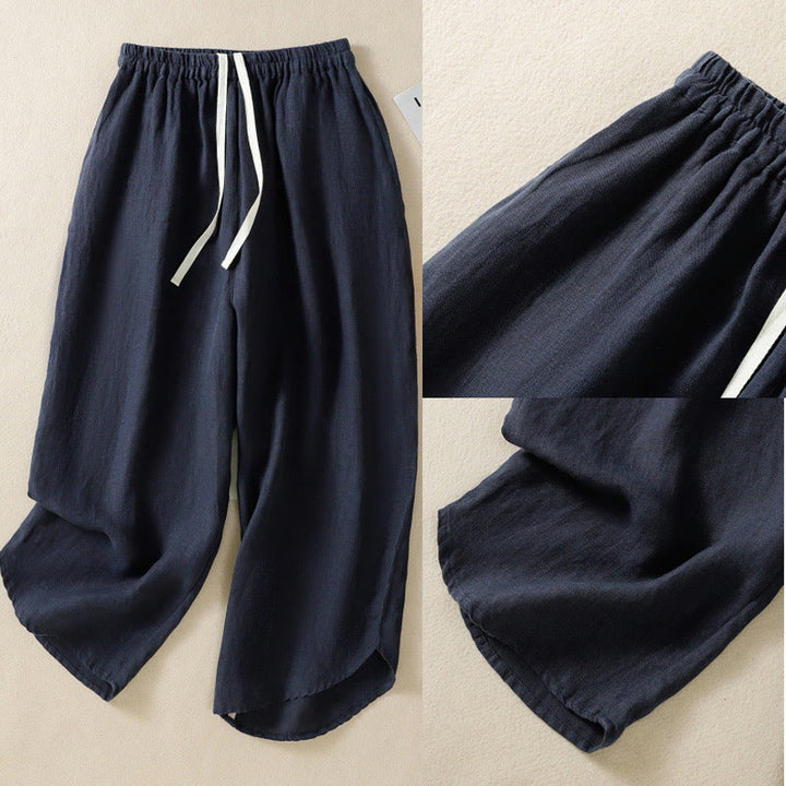 Buddha Stonesカジュアル 無地 ドローストリングデザイン レディース コットン 7-8丈パンツ ポケット付き - image 10