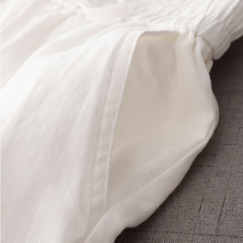 Buddha Stonesカジュアル ハイウエスト フリル ドローストリングデザイン レディース ワイドレッグ コットンパンツ ポケット付き - image 14