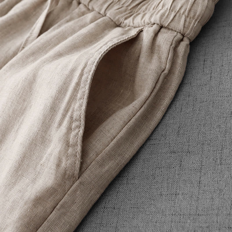 Buddha Stonesカジュアル ハイウエスト フリル ドローストリングデザイン レディース ワイドレッグ コットンパンツ ポケット付き - image 5