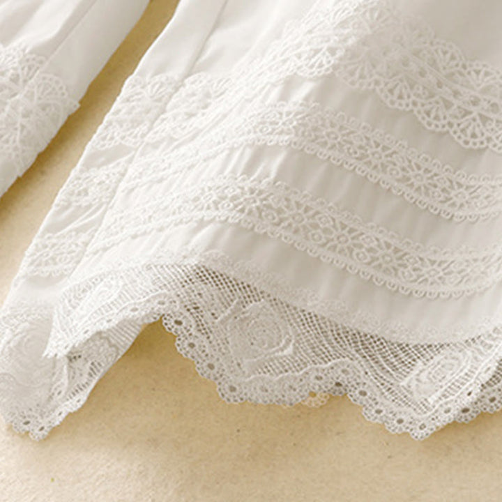 Buddha Stones通勤用 無地 レース パッチワーク ドローストリングデザイン レディース ワイドレッグ コットン アンクル丈 パンツ ポケット付き - image 12