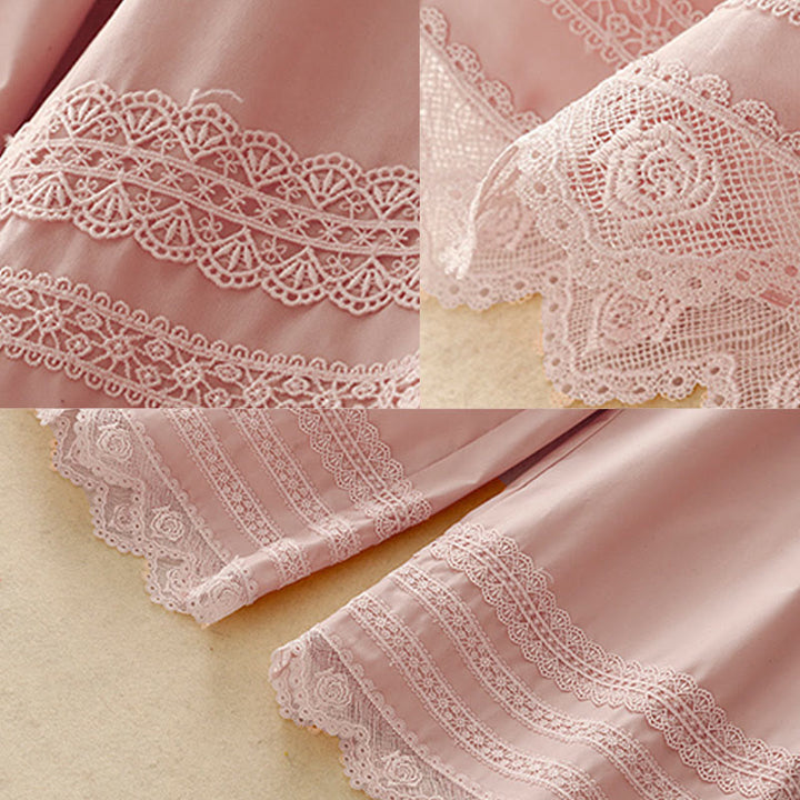 Buddha Stones通勤用 無地 レース パッチワーク ドローストリングデザイン レディース ワイドレッグ コットン アンクル丈 パンツ ポケット付き - image 7