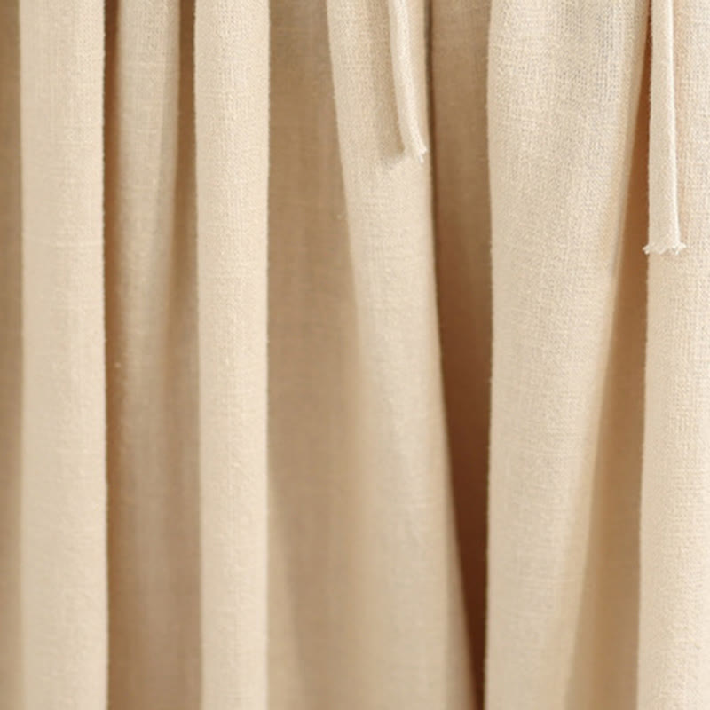 Buddha Stones春 刺繍 レース裾 パッチワーク ドローストリングデザイン レディース ワイドレッグ コットンパンツ ポケット付き - image 6