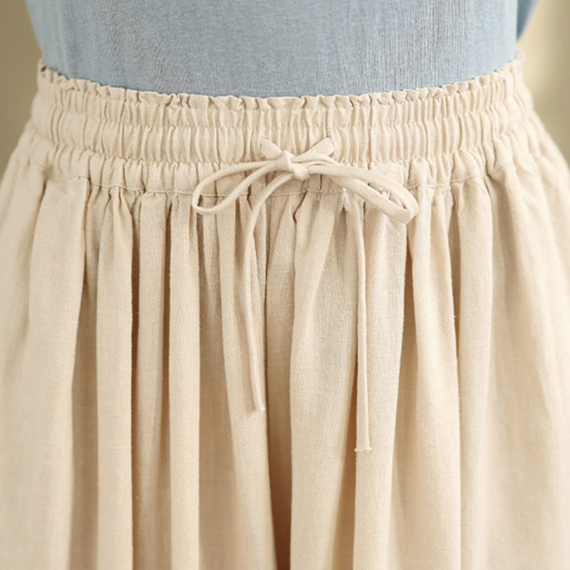 Buddha Stones春 刺繍 レース裾 パッチワーク ドローストリングデザイン レディース ワイドレッグ コットンパンツ ポケット付き - image 4