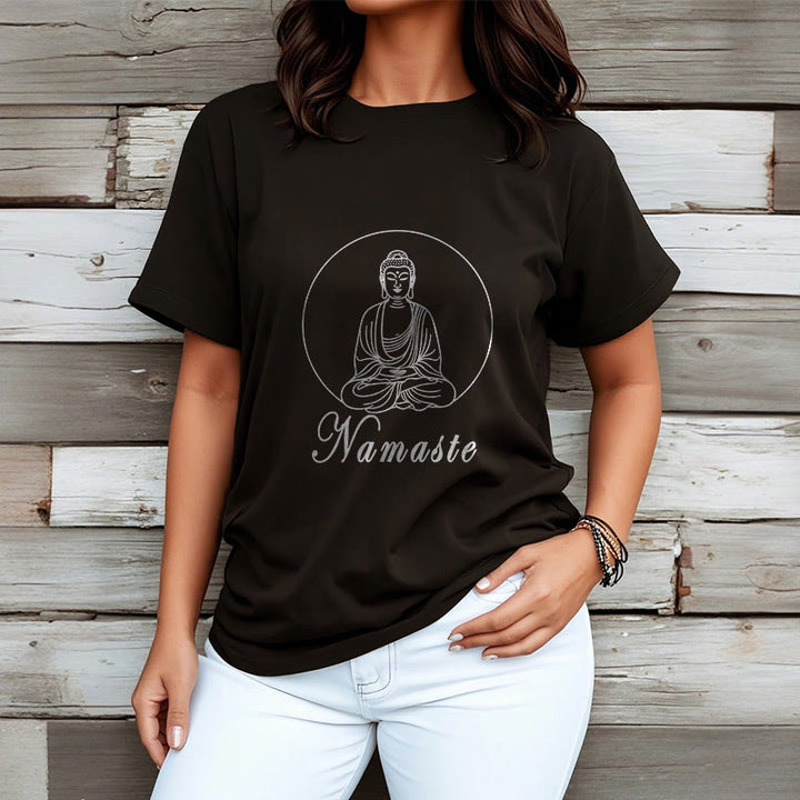 Buddha Stones NAMASTE Buddha Meditating Tee Tシャツ - image 3