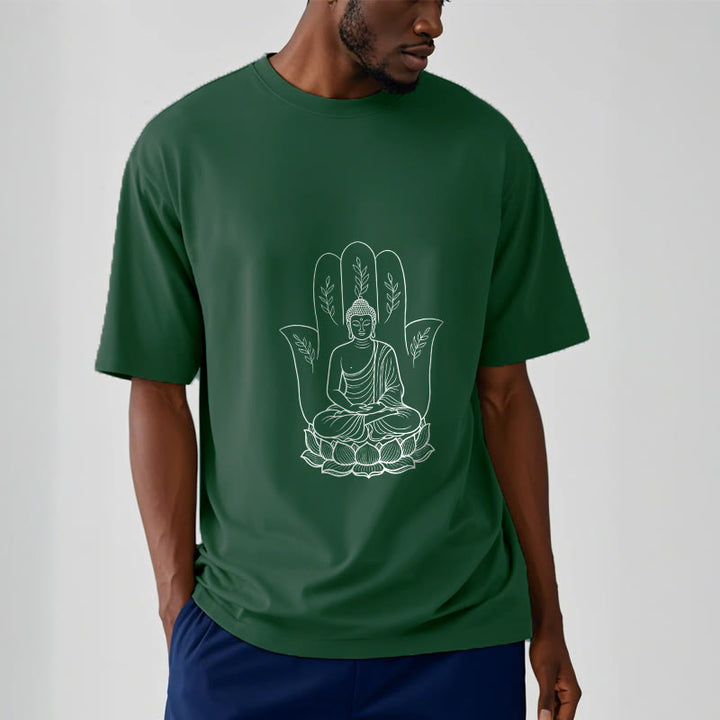 Buddha Stones、瞑想する仏陀、座禅、手の葉、蓮のベースTシャツ - image 11