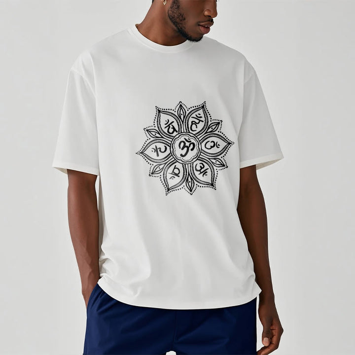 Buddha Stonesマンダラ フラワーオーム・マニ・パドメ・フムマントラ Tシャツ Tシャツ - image 8