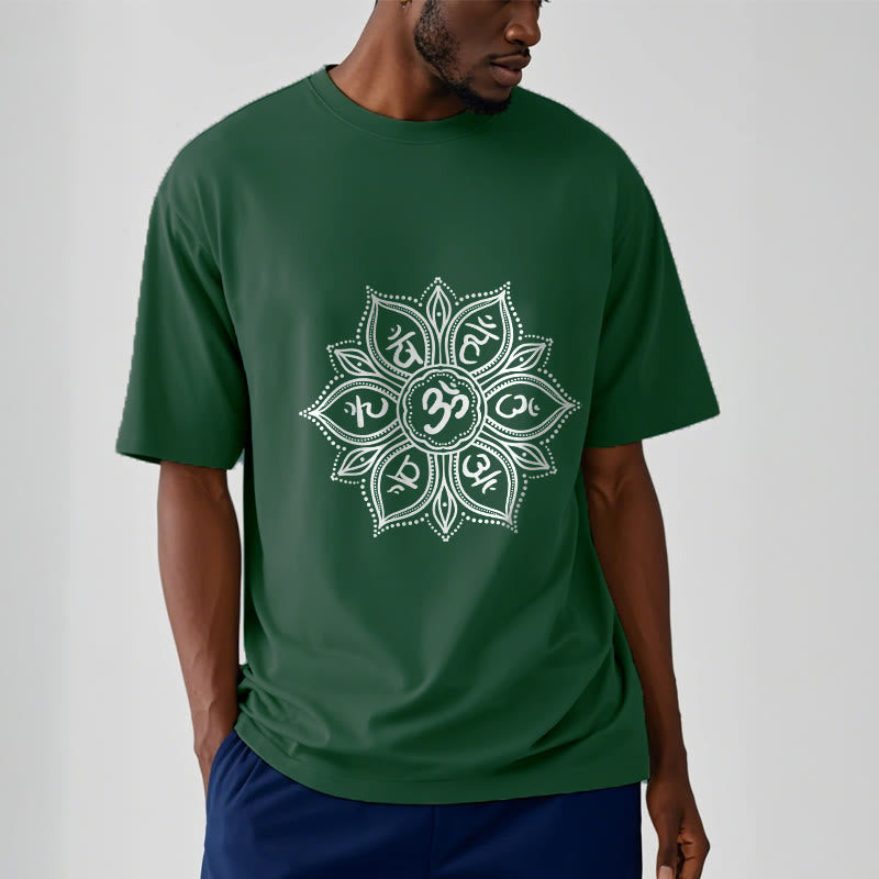 Buddha Stonesマンダラ フラワーオーム・マニ・パドメ・フムマントラ Tシャツ Tシャツ - image 1