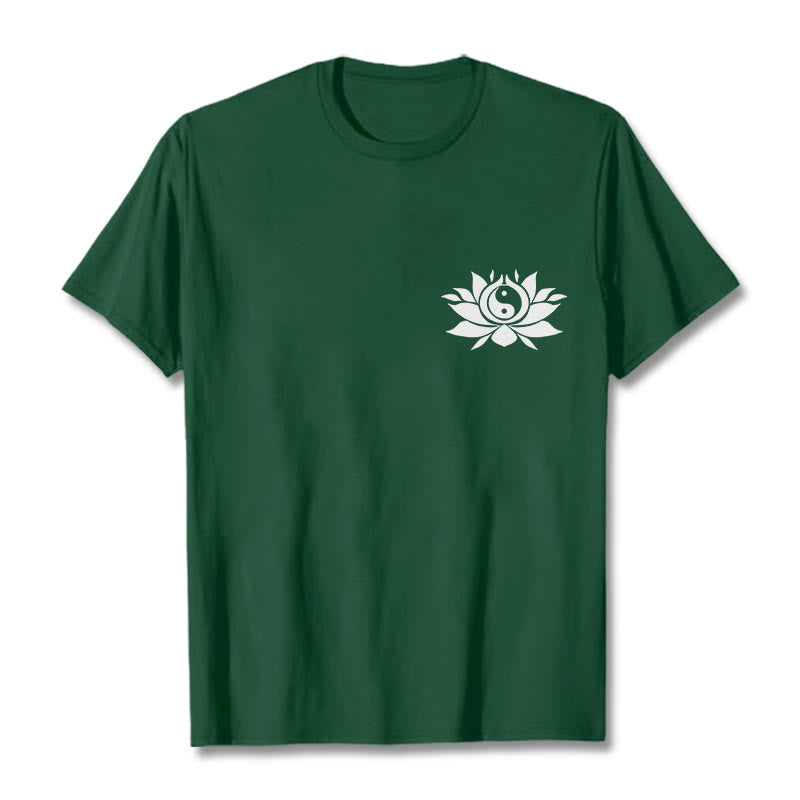 Buddha Stones陰陽 蓮の花 デザイン Tシャツ - フォレストグリーン - 2XL - image 6