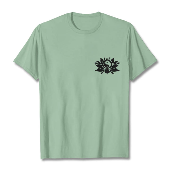 Buddha Stones陰陽 蓮の花 デザイン Tシャツ - 淡い緑色 - 2XL - image 14