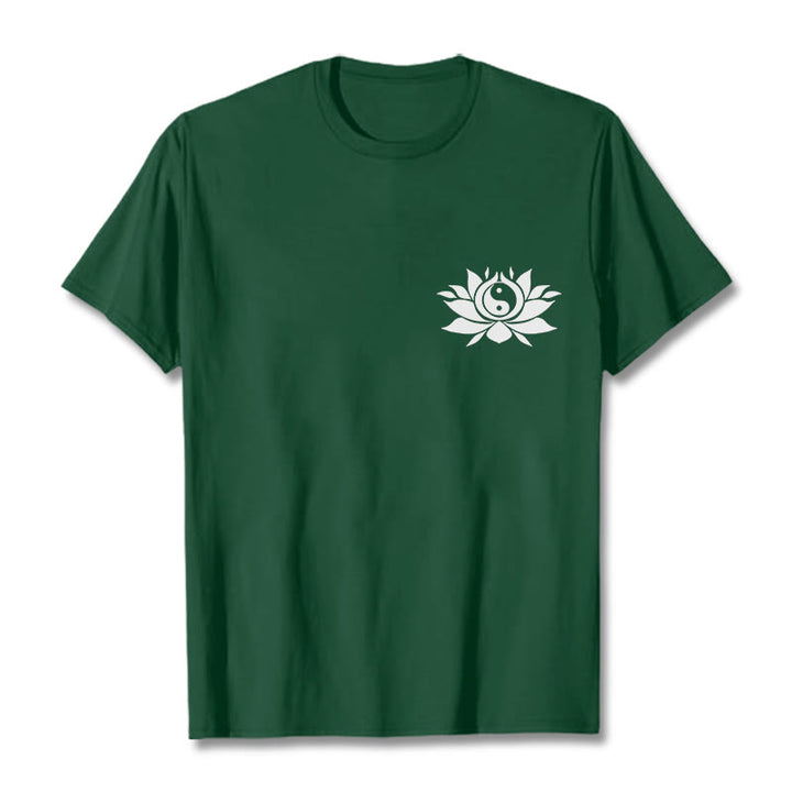 Buddha Stones陰陽 蓮の花 デザイン Tシャツ - フォレストグリーン - 2XL - image 5