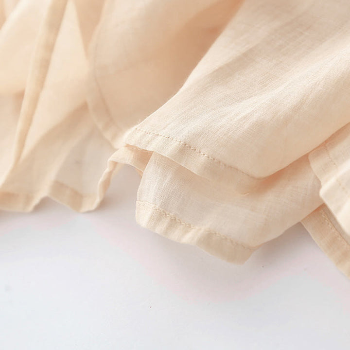 Buddha Stones刺繍ボタンデザイン ポケット付き長袖コットンリネンミディドレス - image 13