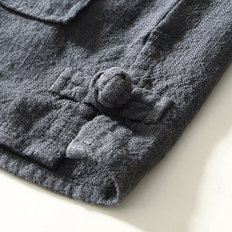 Buddha Stones無地 メンズ ボタン 長袖 コットンリネン シャツ ポケット付き - image 21