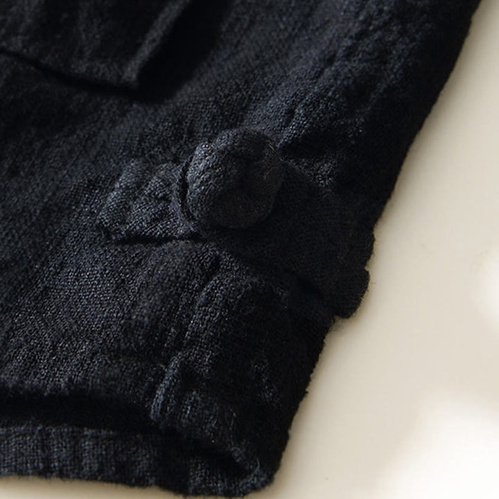 Buddha Stones無地 メンズ ボタン 長袖 コットンリネン シャツ ポケット付き - image 13