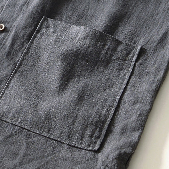 Buddha Stones無地 メンズ ボタン 長袖 コットンリネン シャツ ポケット付き - image 22