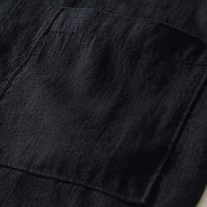 Buddha Stones無地 メンズ ボタン 長袖 コットンリネン シャツ ポケット付き - image 14