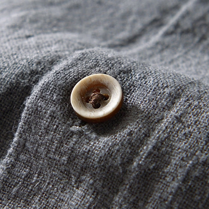 Buddha Stones無地 メンズ ボタン 長袖 コットンリネン シャツ ポケット付き - image 19