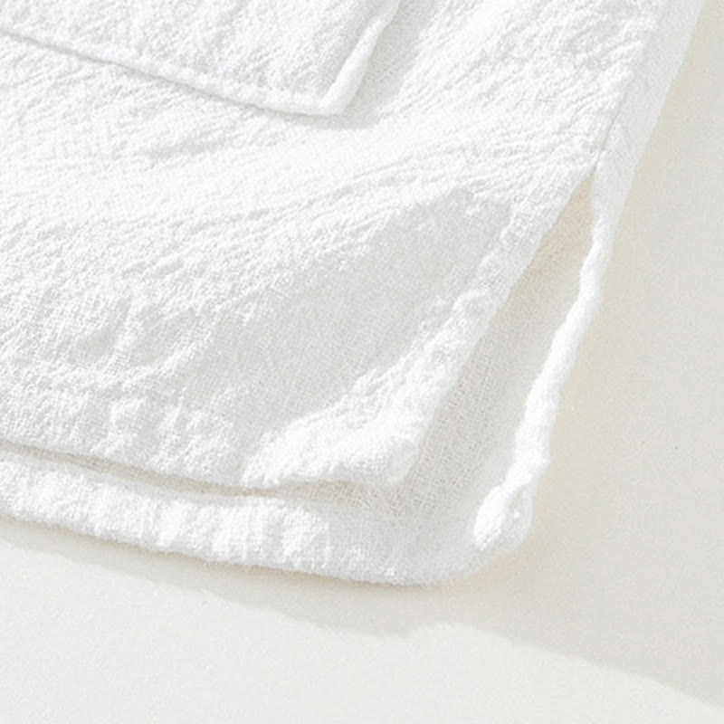 Buddha Stonesカジュアルボタンデザイン スタンドカラー メンズ 半袖 コットンリネン シャツ ポケット付き - image 11