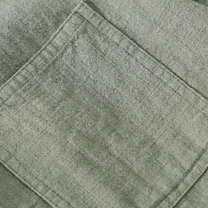 Buddha Stones通勤用 秋冬 無地 ラペル メンズ 長袖 コットンリネン シャツ ポケット付き - image 24