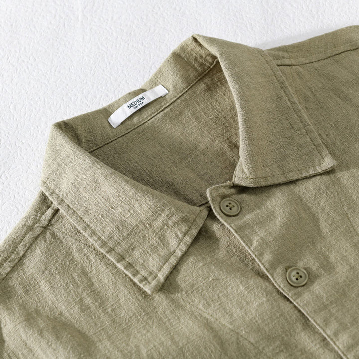 Buddha Stones通勤用 秋冬 無地 ラペル メンズ 長袖 コットンリネン シャツ ポケット付き - image 27