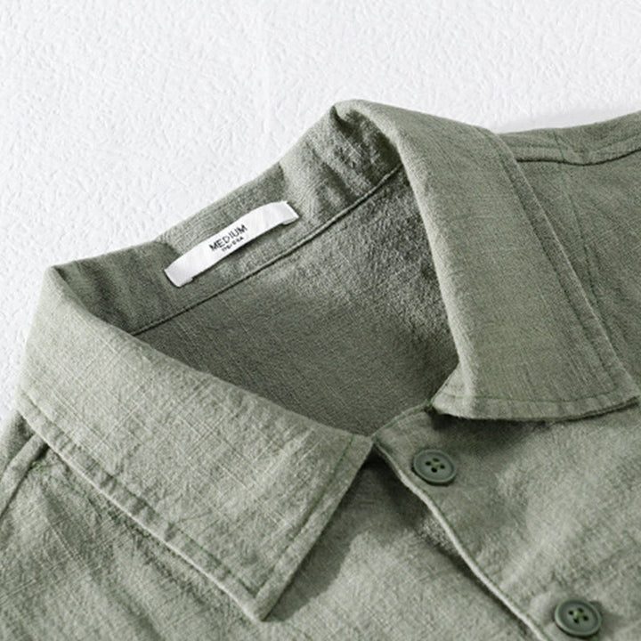 Buddha Stones通勤用 秋冬 無地 ラペル メンズ 長袖 コットンリネン シャツ ポケット付き - image 21