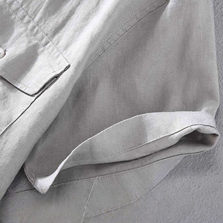 Buddha Stonesクルーネック シンプルデザイン メンズ 半袖 リネンシャツ ポケット付き - image 8