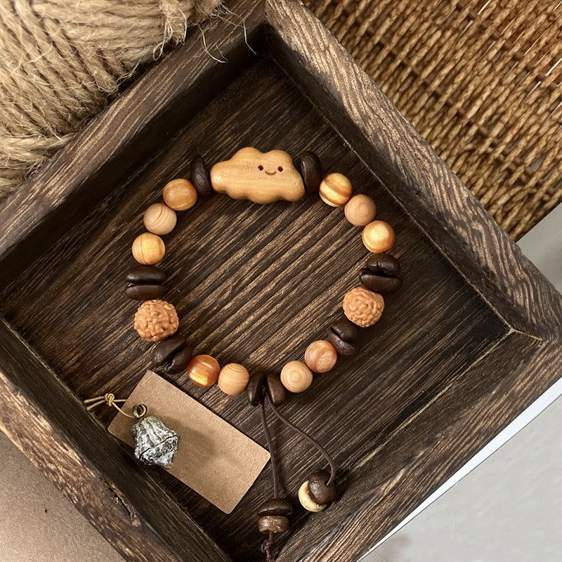 Buddha Stones天然不規則雲コーヒー豆白檀保護ブレスレット - コーヒー豆（手首周り：16～18cm） - image 1