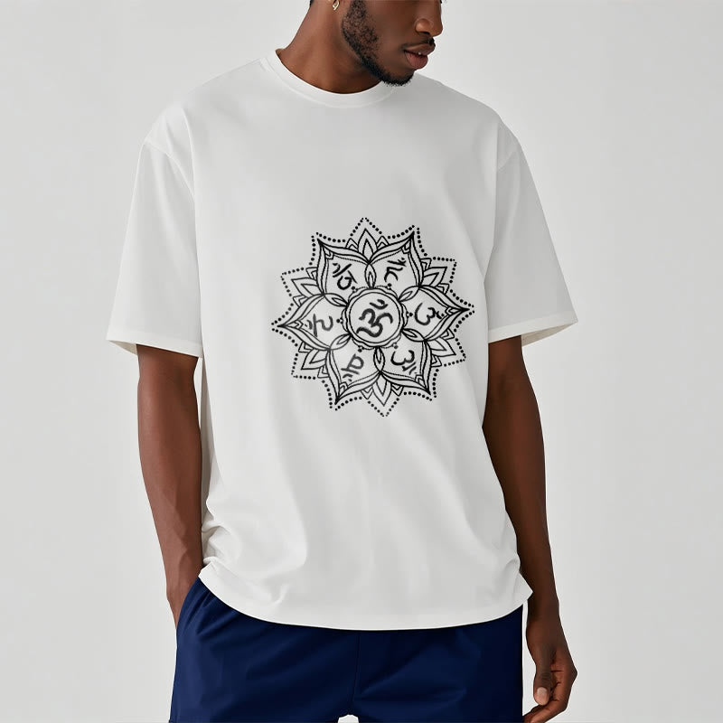 Buddha Stones曼荼羅花オーム・マニ・パドメ・フムサンスクリット マントラ Tシャツ - image 1