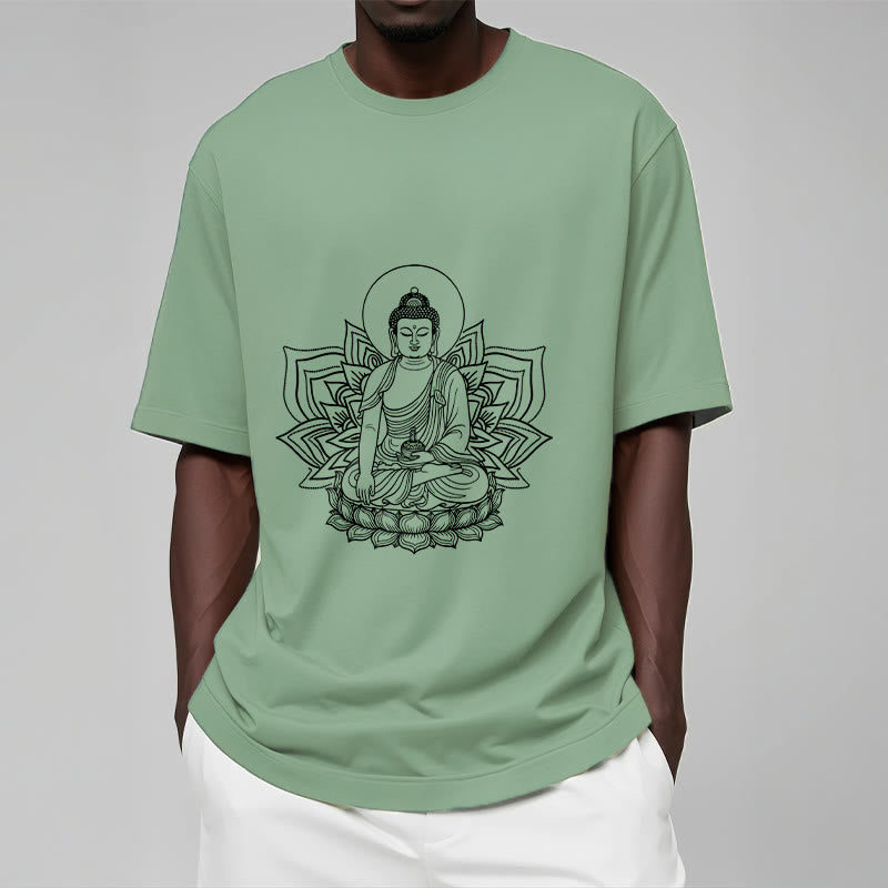 蓮の台座に座る仏陀のBuddha StonesTシャツ - image 16