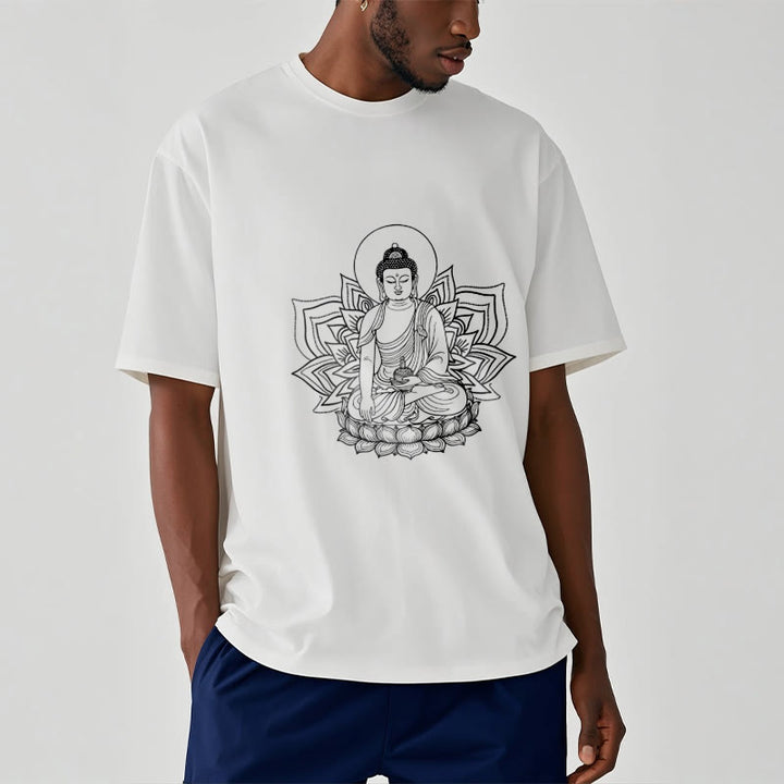 蓮の台座に座る仏陀のBuddha StonesTシャツ - image 7