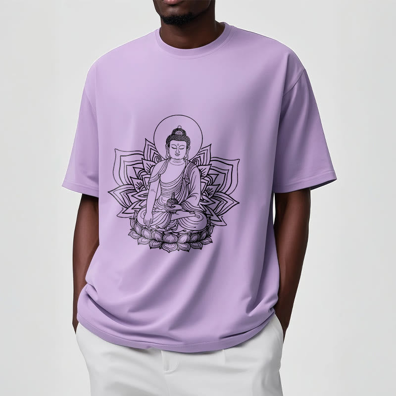蓮の台座に座る仏陀のBuddha StonesTシャツ - image 18