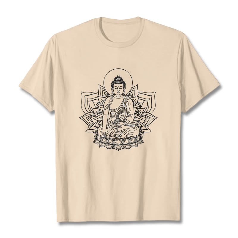 蓮の台座に座る仏陀のBuddha StonesTシャツ - ビスク - 2XL - image 9