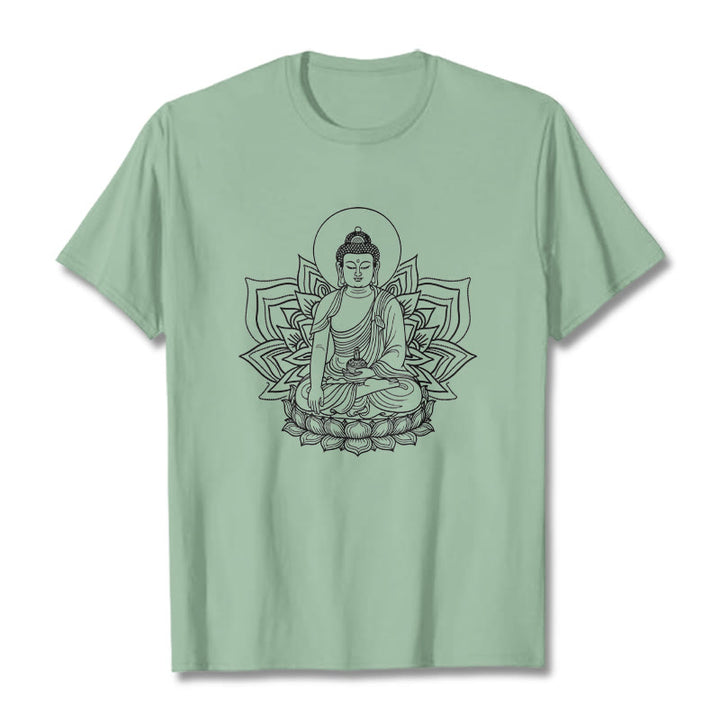 蓮の台座に座る仏陀のBuddha StonesTシャツ - ペールグリーン - 2XL - image 15