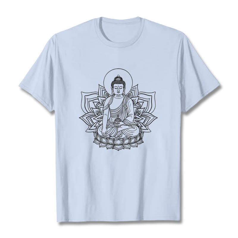 蓮の台座に座る仏陀のBuddha StonesTシャツ - ライトシアン - 2XL - image 19