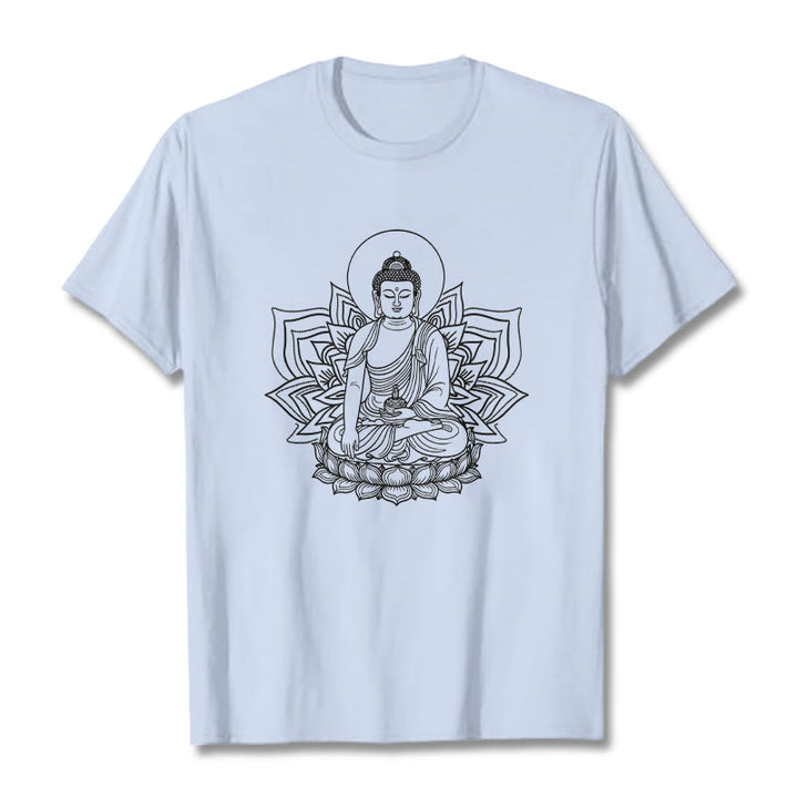 蓮の台座に座る仏陀のBuddha StonesTシャツ - ライトシアン - 2XL - image 19