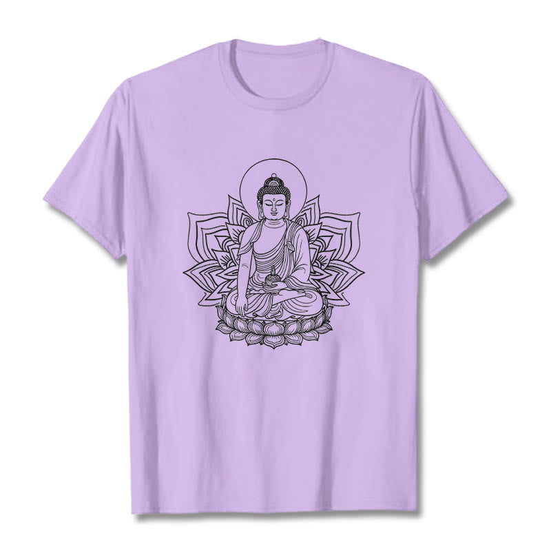 蓮の台座に座る仏陀のBuddha StonesTシャツ - 梅 - 2XL - image 17