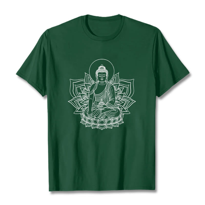 蓮の台座に座る仏陀のBuddha StonesTシャツ - フォレストグリーン - 2XL - image 11