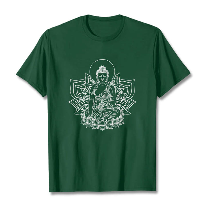 蓮の台座に座る仏陀のBuddha StonesTシャツ - フォレストグリーン - 2XL - image 11