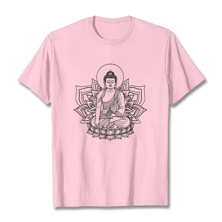 蓮の台座に座る仏陀のBuddha StonesTシャツ - ライトピンク - 2XL - image 13