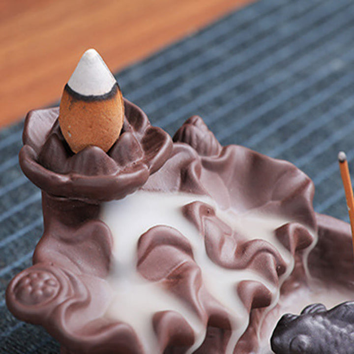 Buddha Stones鯉 牛 紫粘土 陶器 お香立て 癒し お香炉 装飾 - image 13