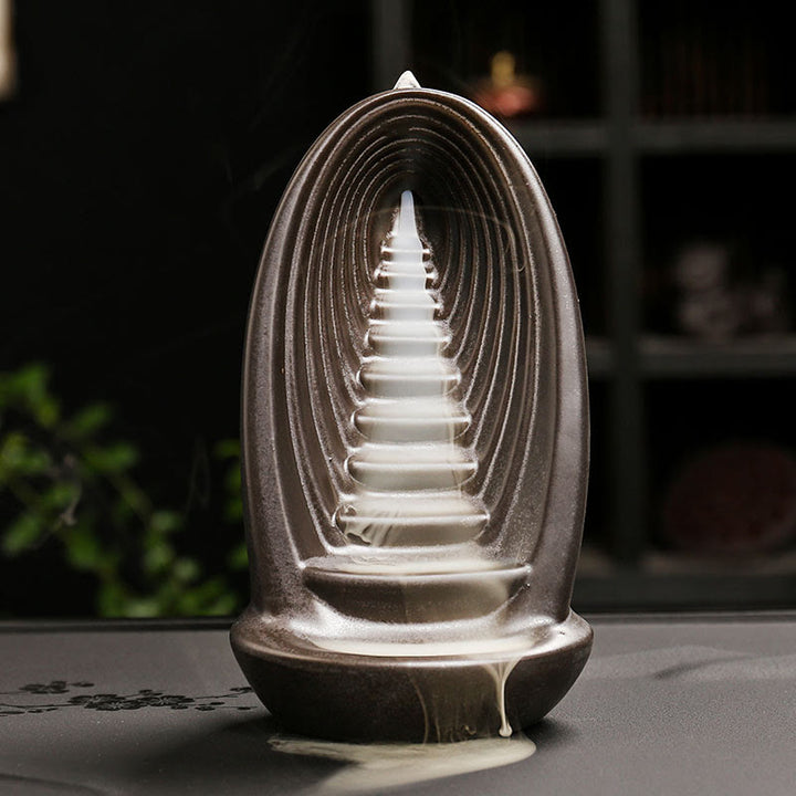 Buddha Stones階段 山 水 仏手 陶器 逆流 煙噴水 瞑想 香炉 装飾 - 階段 9.7×8.1×16.8cm - image 1