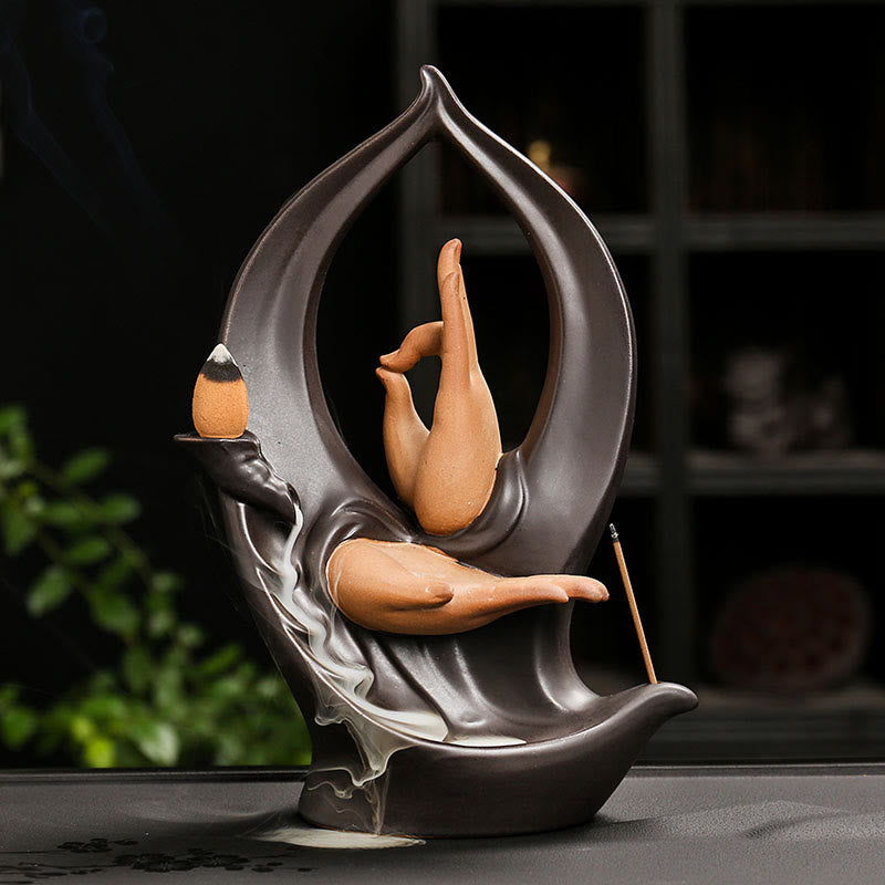 Buddha Stones階段 山 水 仏手 陶器 逆流 煙噴水 瞑想 香炉 装飾 - 仏手 13.5×6.9×20.8cm - image 5