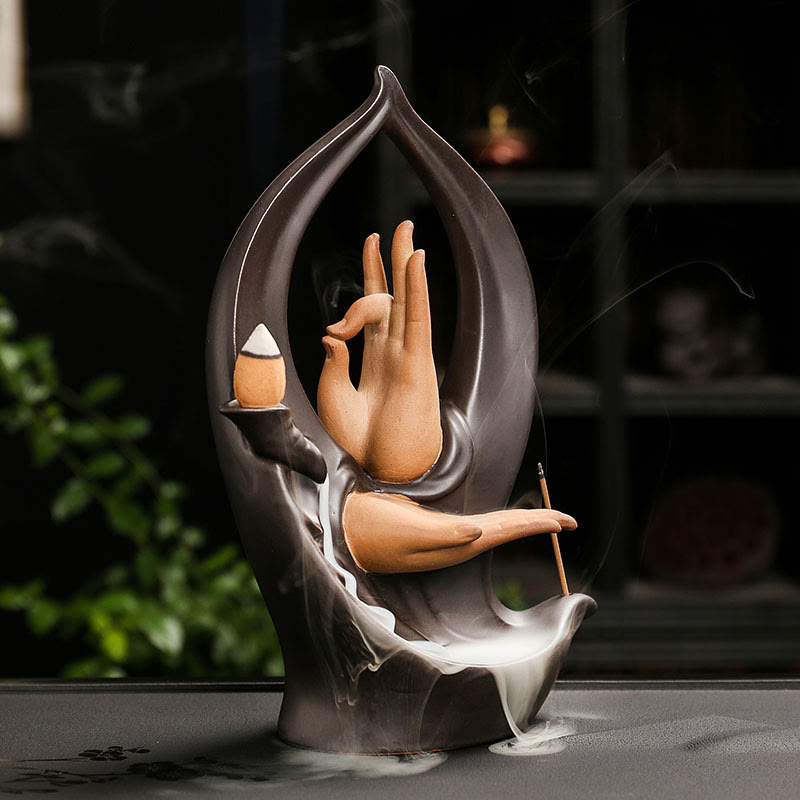 Buddha Stones階段 山 水 仏手 陶器 逆流 煙噴水 瞑想 香炉 装飾 - image 7