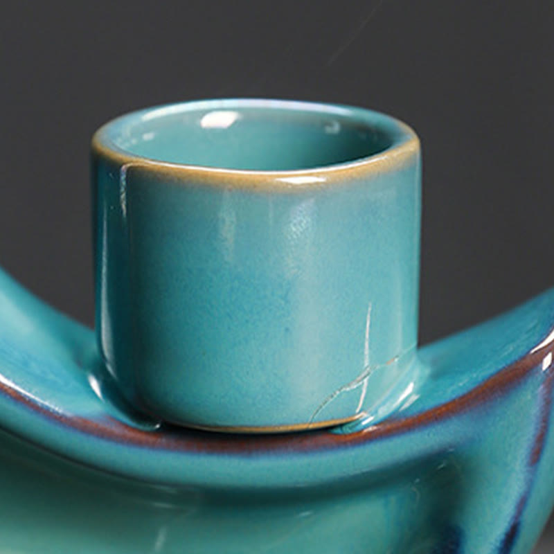 Buddha Stonesブルー 三日月 セラミック 逆流煙噴水 瞑想 燭台 香炉 装飾 - image 11