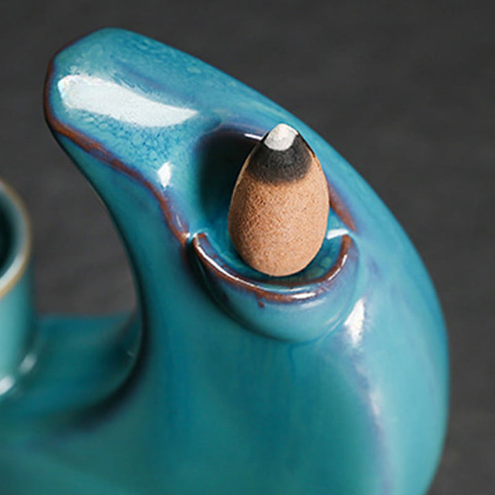 Buddha Stonesブルー 三日月 セラミック 逆流煙噴水 瞑想 燭台 香炉 装飾 - image 9