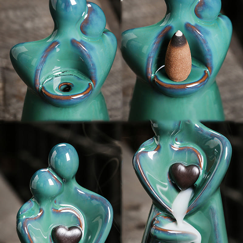 Buddha Stones恋人 カップル 抱擁 愛 陶器 逆流 煙 噴水 癒し 香炉 装飾 - image 6